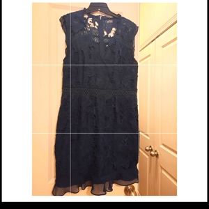 Knee length sleeveless navy blue dress